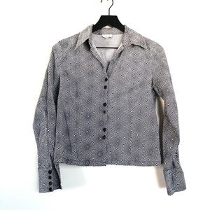 Zabaione Opt Art Top Black White Long Sleeve Psychedelic 60s Style
